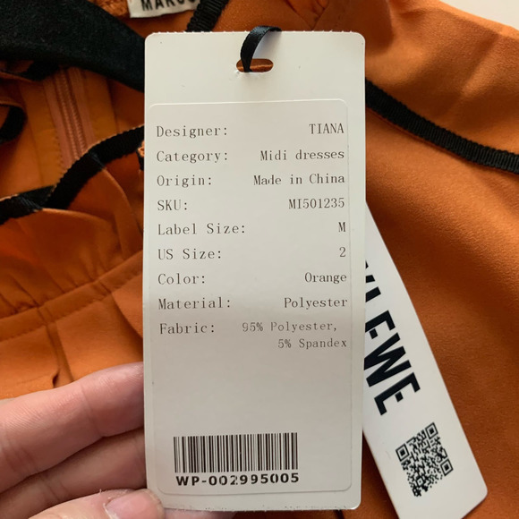 MARCOBOR Orange‎ & Black Tiana Ruffle Midi Pencil Dress - NWT - Picture 13 of 15